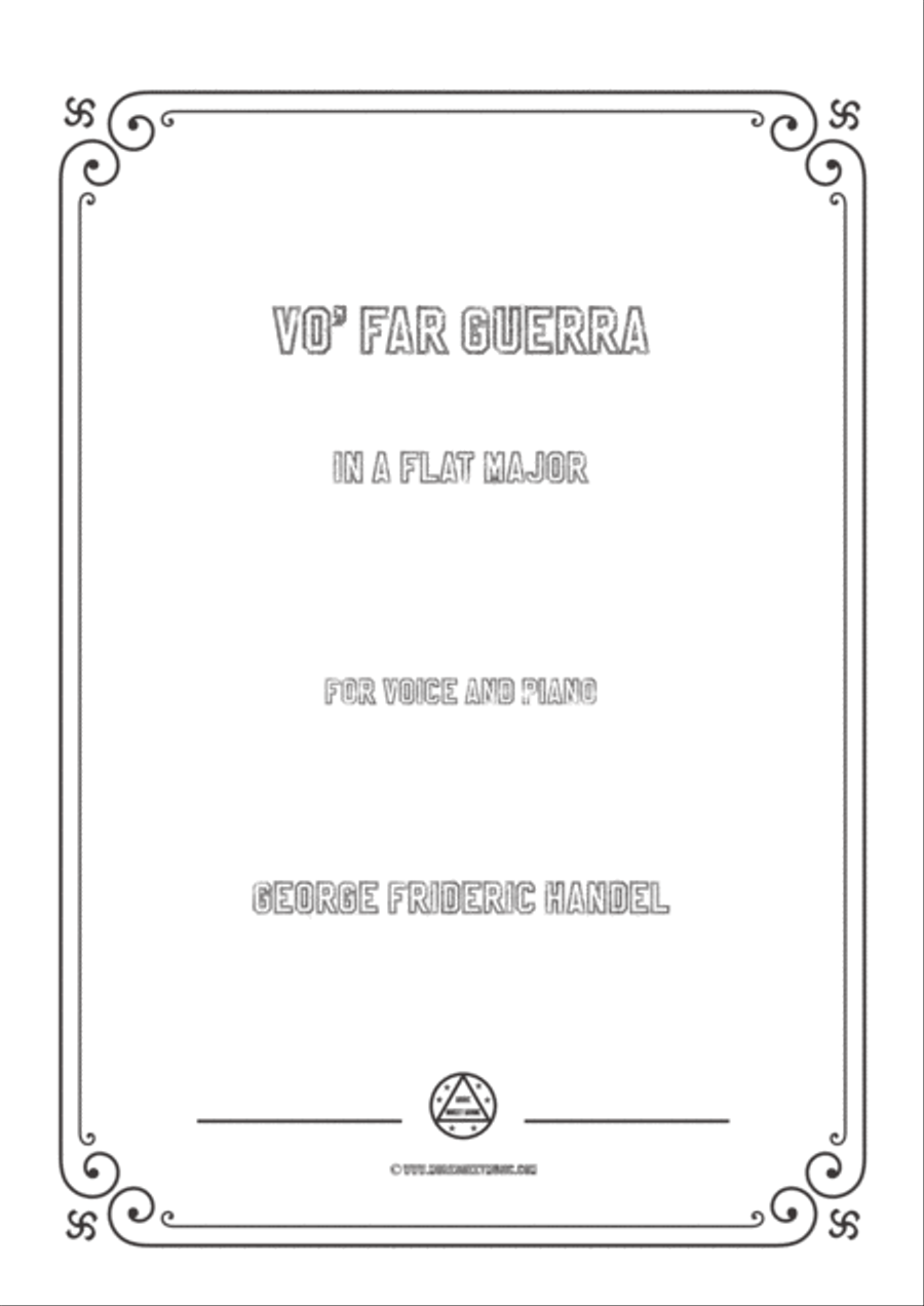 Handel-Vo' far guerra in A flat Major,for Voice and Piano Voice Solo scores gallery preview page 1