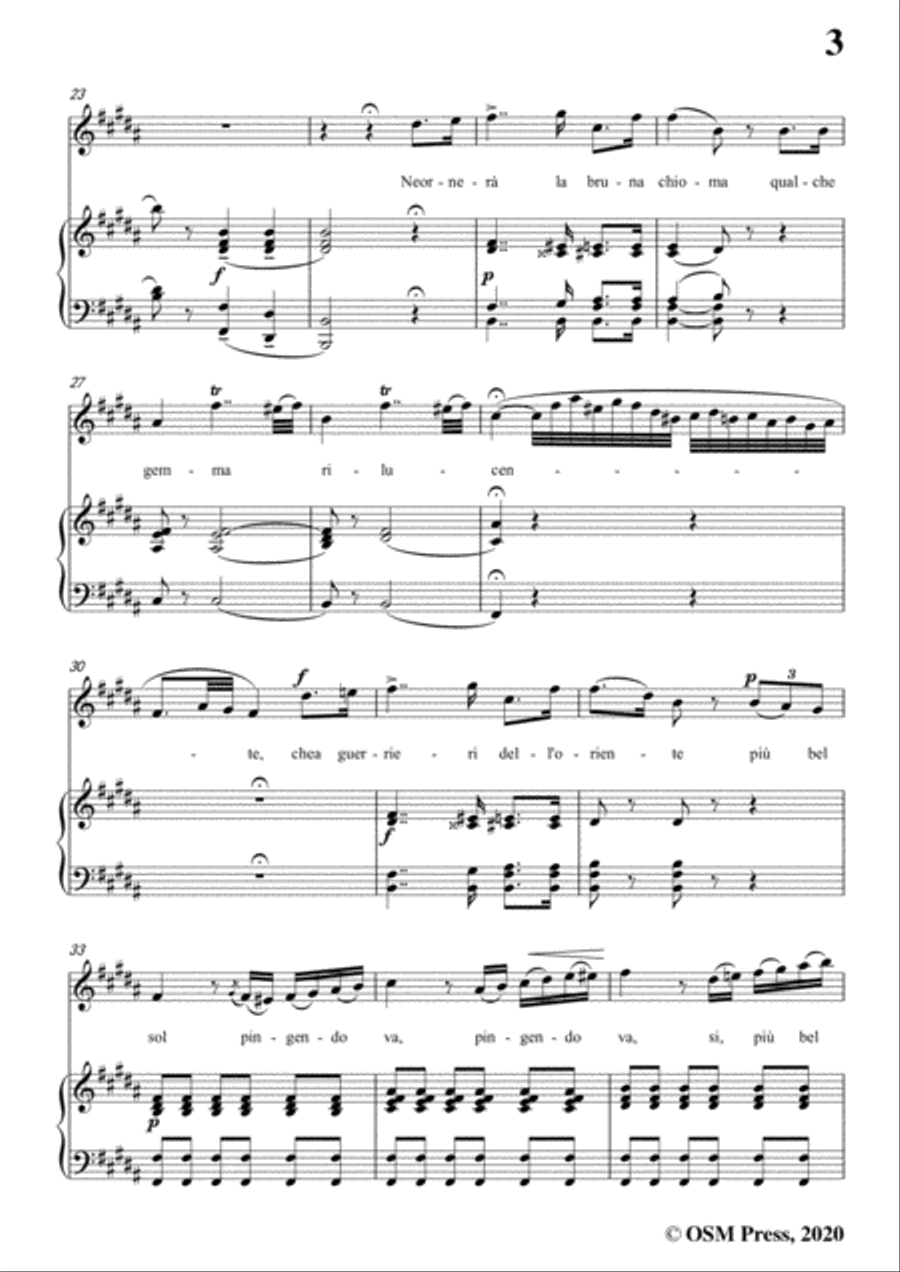 Donizetti-Ne ornera la bruna chioma,in B Major,for Voice and Piano Voice Solo scores gallery preview page 5