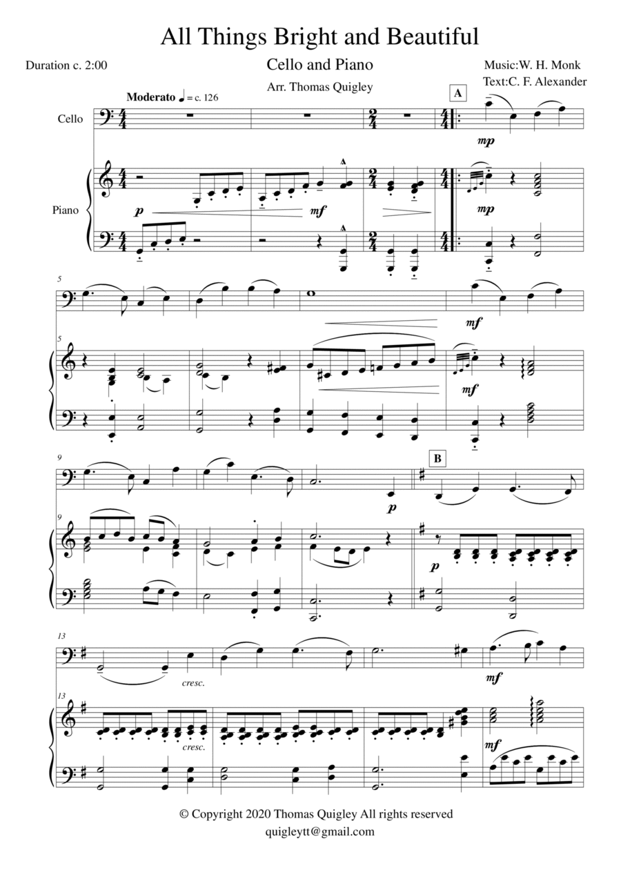All Things Bright and Beautiful Piano scores gallery preview page 1