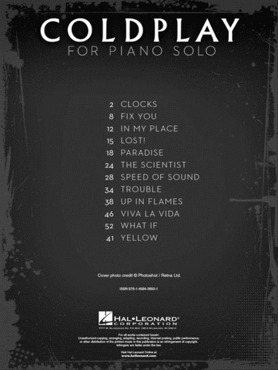 Coldplay for Piano Solo Piano Solo scores gallery preview page 2