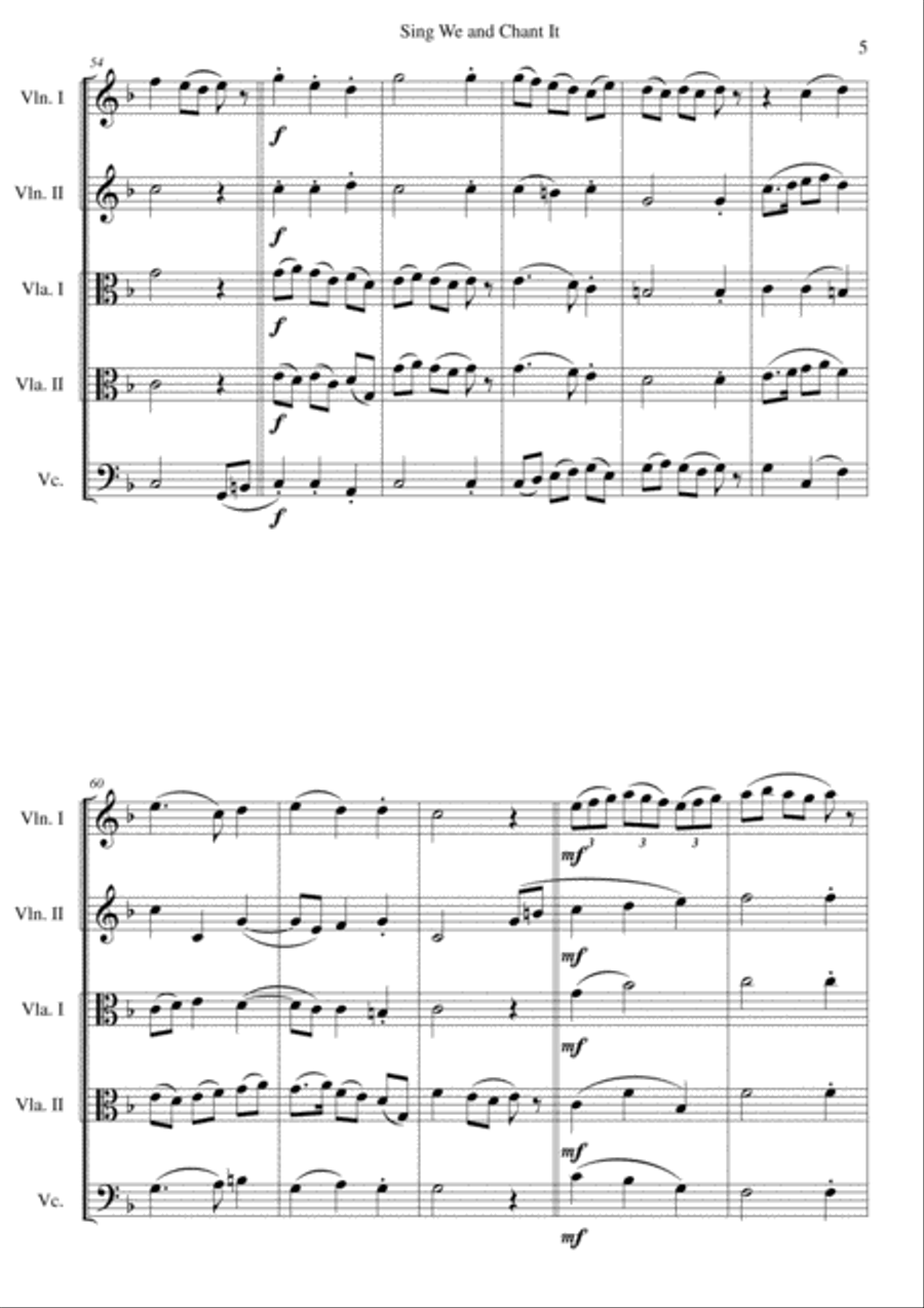 Sing we and chant it (with variations) for string quintet (2 violins, 2 violas and 1 cello) String Trio scores gallery preview page 5