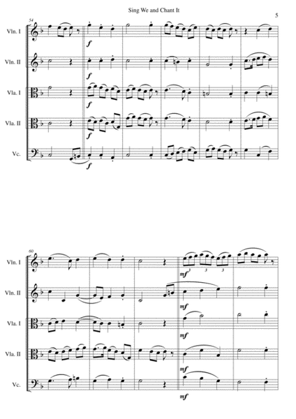Sing we and chant it (with variations) for string quintet (2 violins, 2 violas and 1 cello) image number null