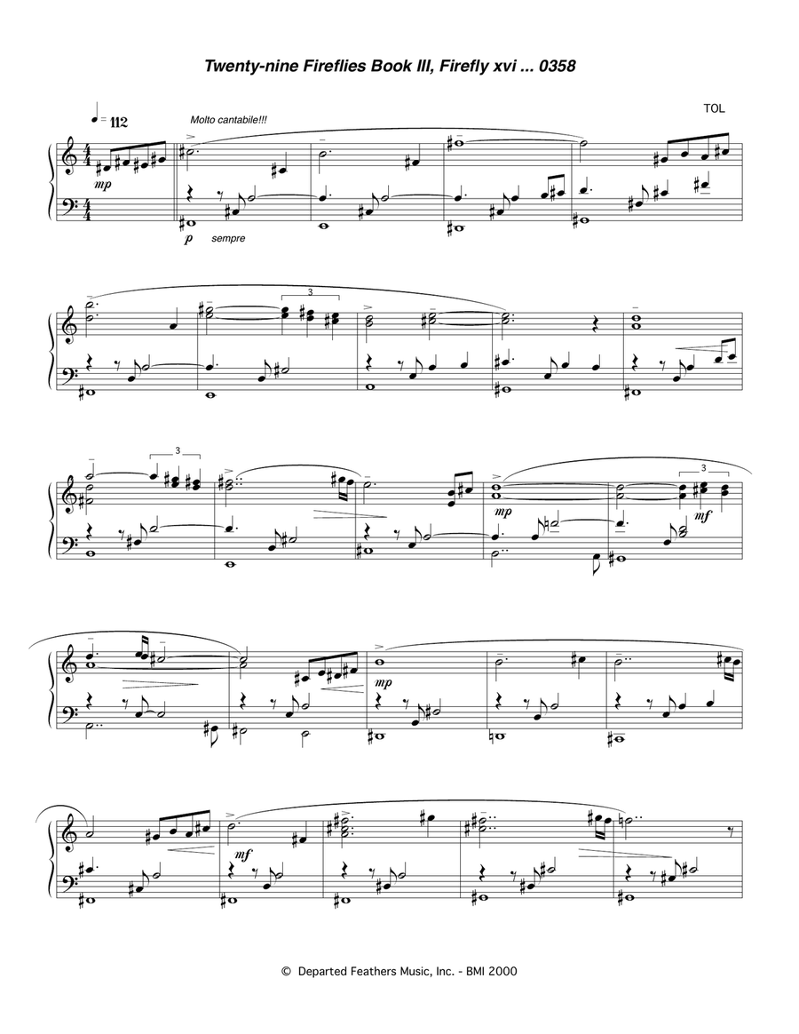 Twenty-nine Fireflies Book III, Firefly xvi 0358 Piano Solo scores gallery preview page 1