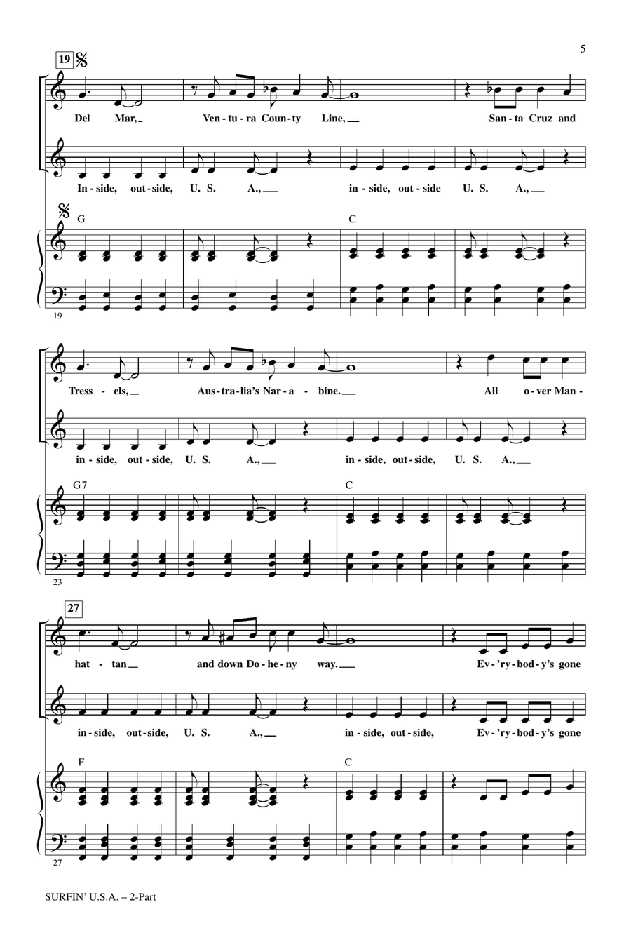 Surfin' U.S.A. (arr. Tom Anderson) 2-Part scores gallery preview page 3