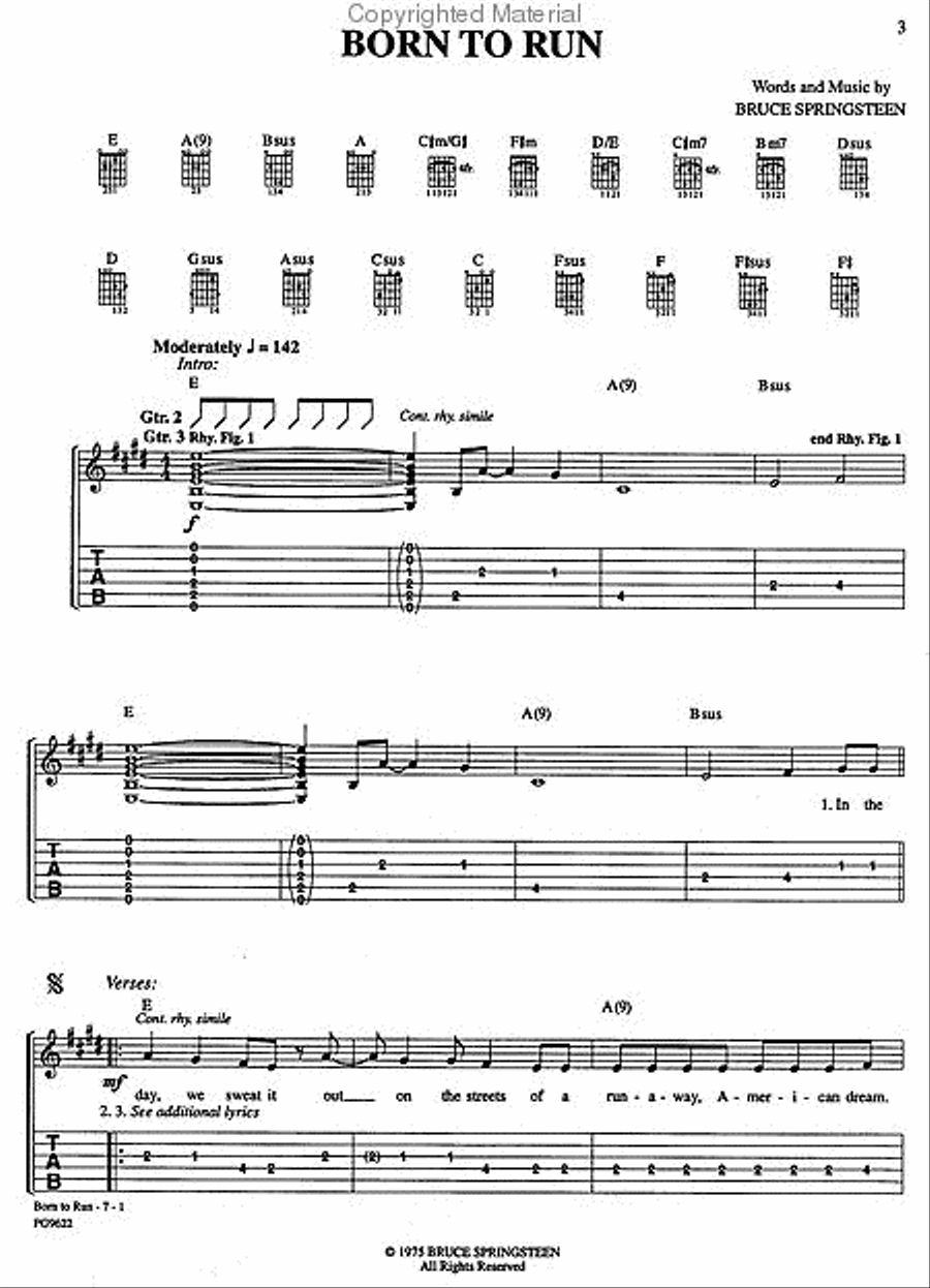 The New Best Of Bruce Springsteen For Easy Guitar Guitar Tablature scores gallery preview page 2