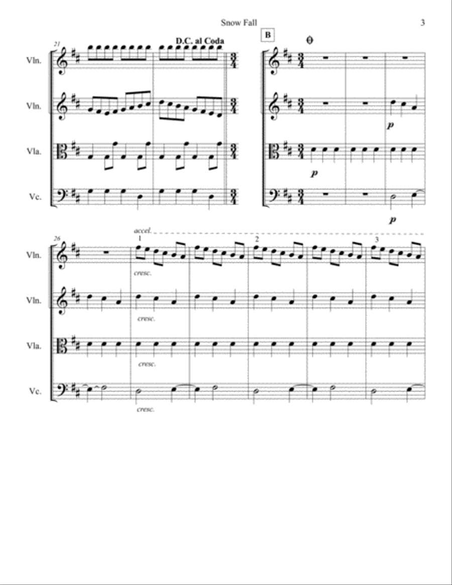 Snow Fall Snow Fall String Quartet scores gallery preview page 5