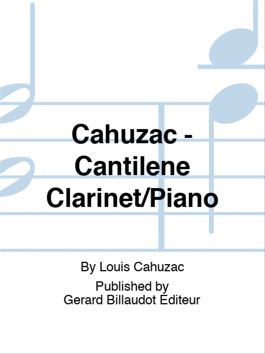 Book cover for Cahuzac - Cantilene Clarinet/Piano