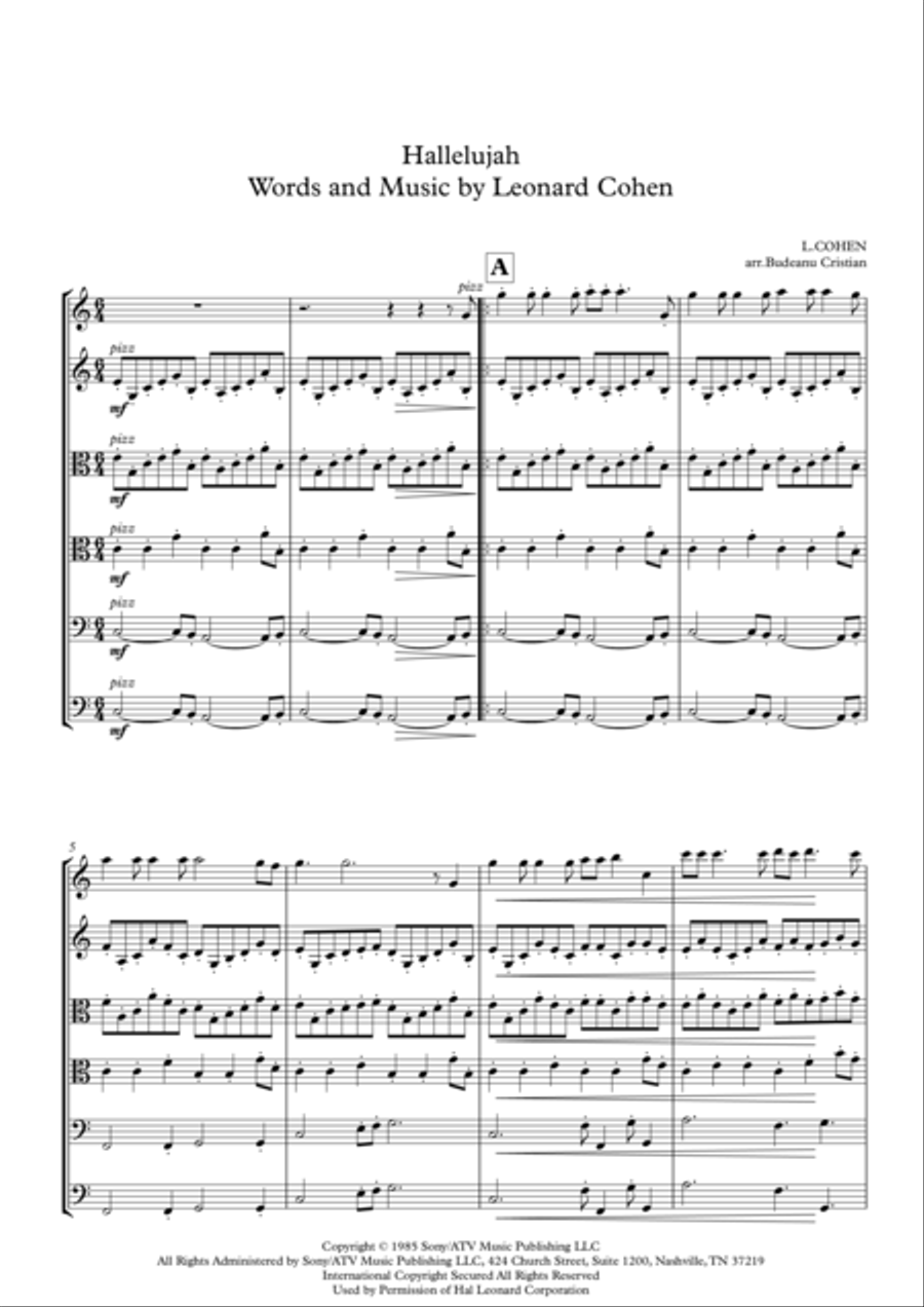 Hallelujah Hallelujah String Quartet scores gallery preview page 1