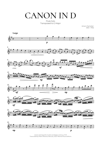 Canon in D (Flute Solo) - Johann Pachelbel image number null
