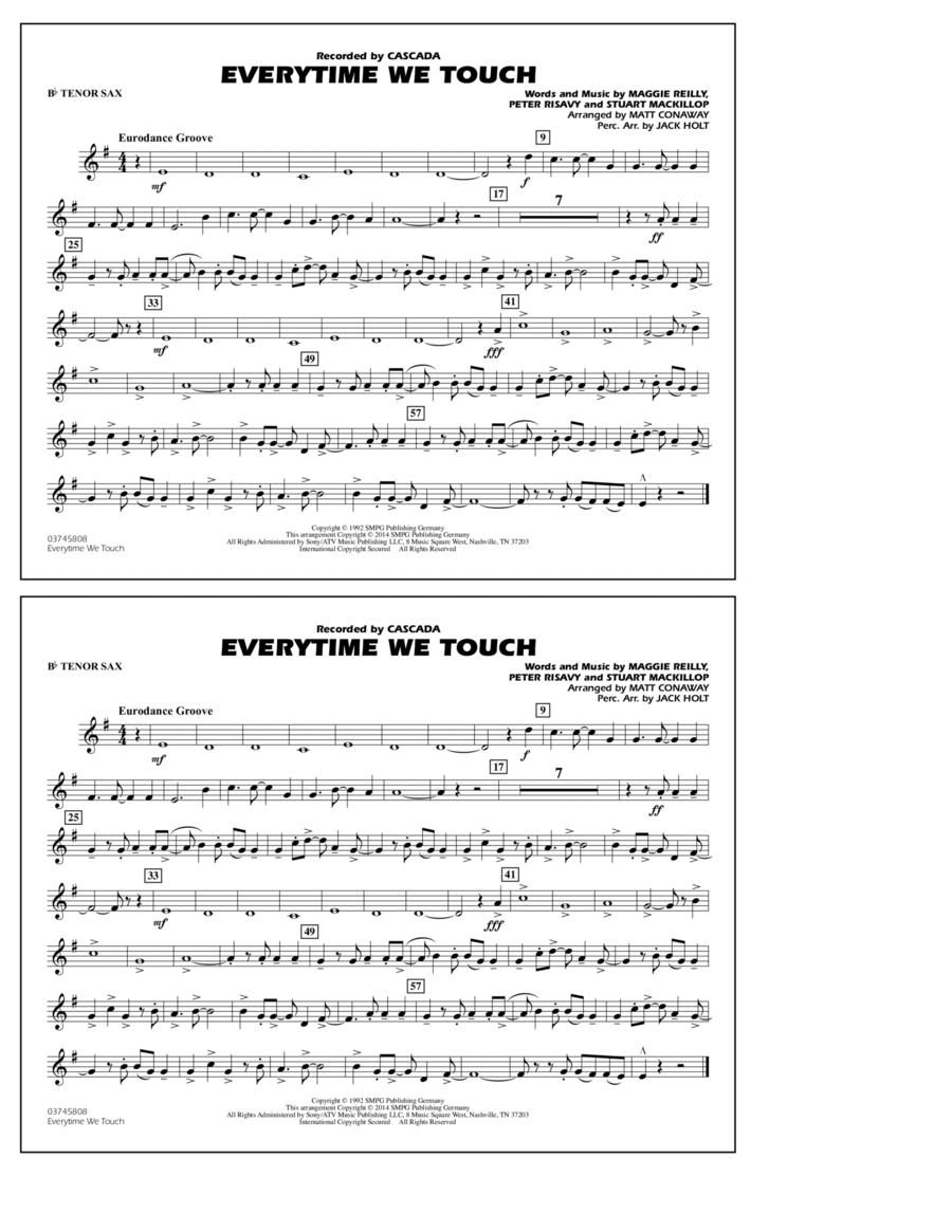 Everytime We Touch - Bb Tenor Sax