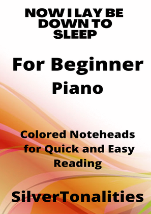 Now I Lay Me Down to Sleep Beginner Piano Sheet Music with Colored Notation