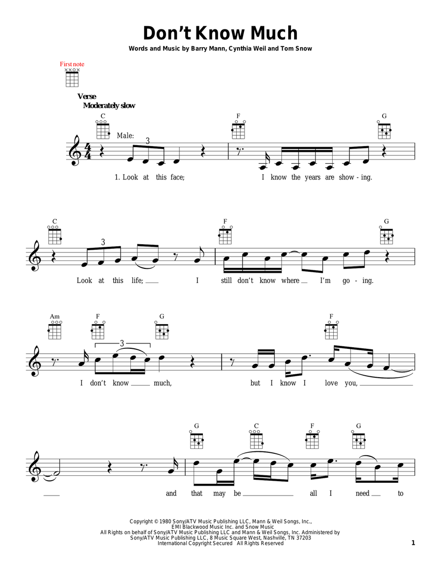 Don't Know Much Ukulele scores gallery preview page 1