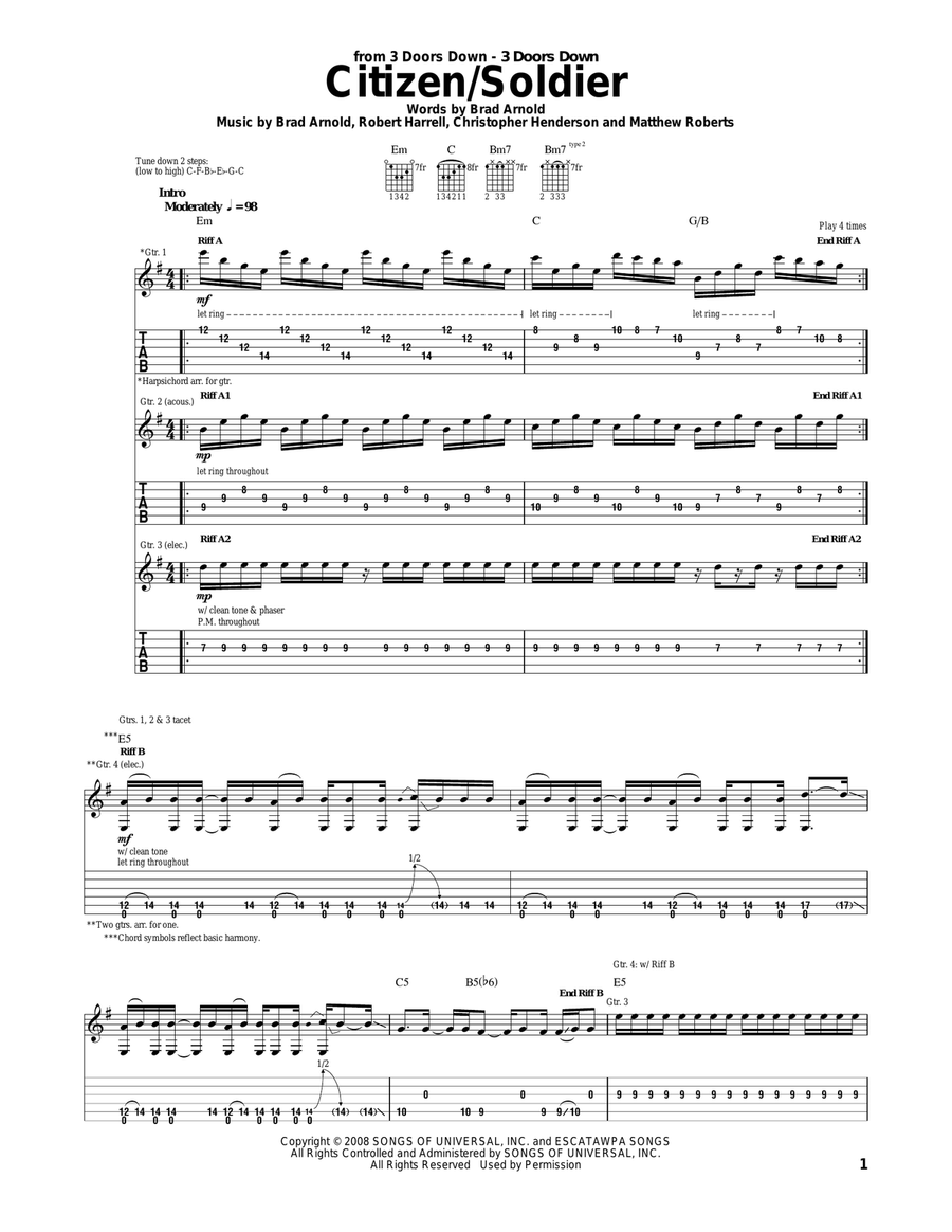 Citizen/Soldier Citizen/Soldier Acoustic Guitar scores gallery preview page 1