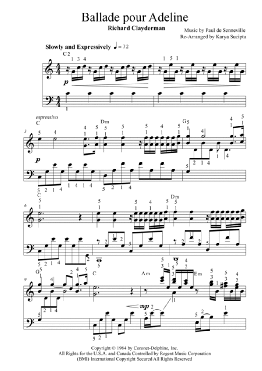 Ballade Pour Adeline Piano Solo scores gallery preview page 2