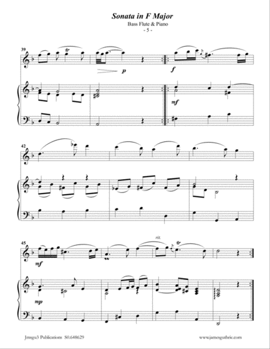 Telemann: Sonata in F Major for Baritone Horn & Piano Baritone Horn scores gallery preview page 5