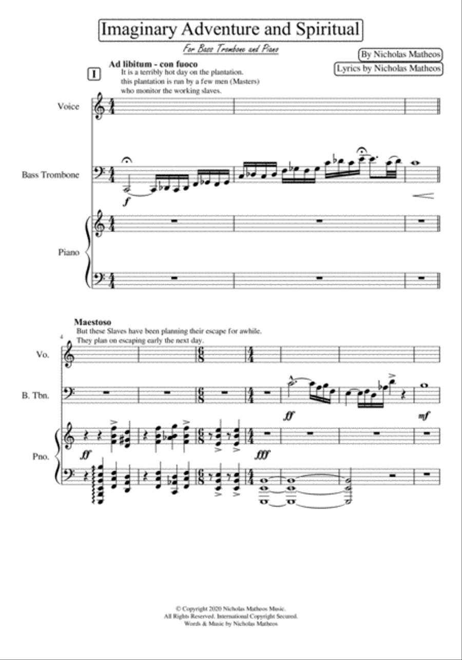 Imaginary Adventure and Spiritual for Bass Trombone and Piano Small Ensemble scores gallery preview page 2