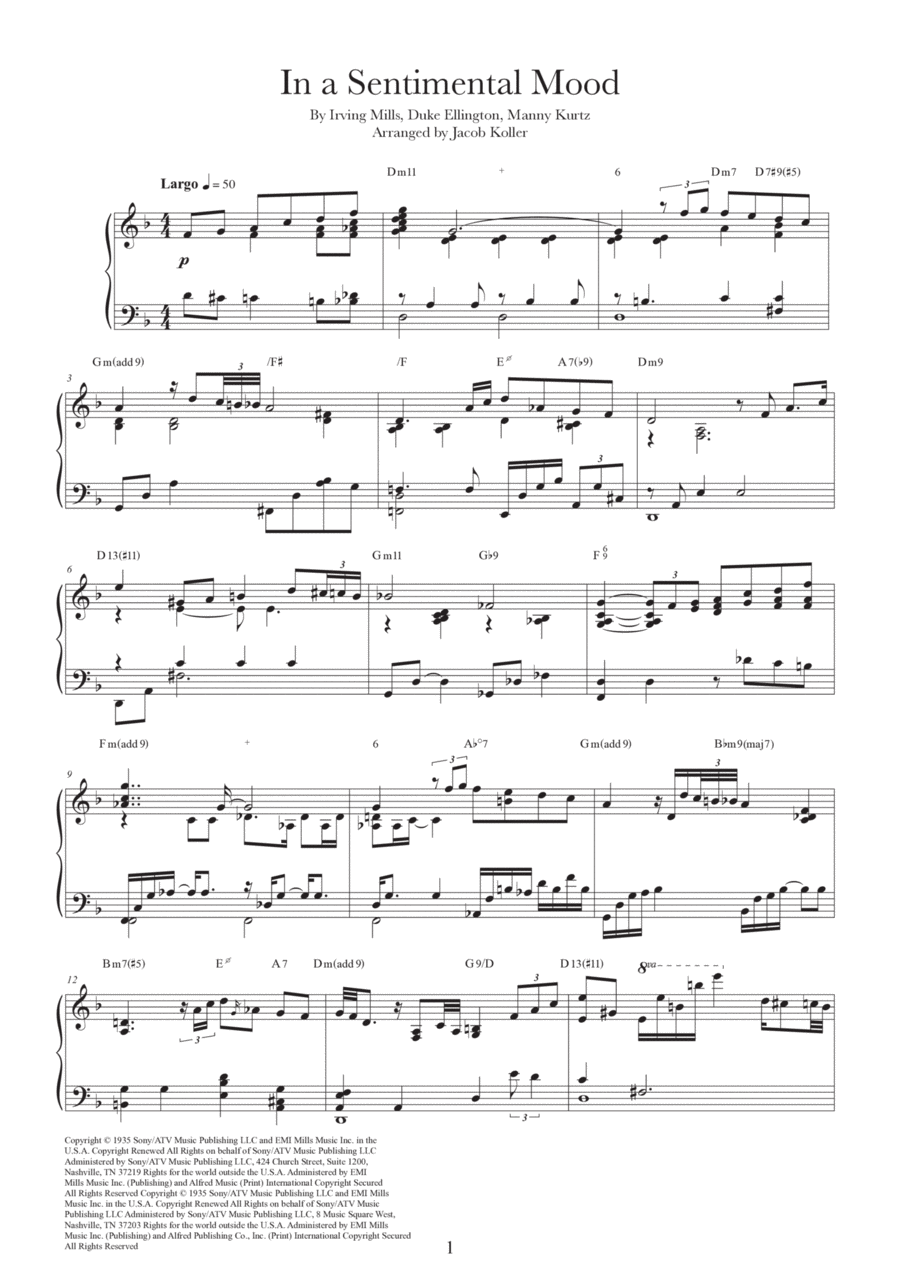 In A Sentimental Mood Piano Solo scores gallery preview page 1