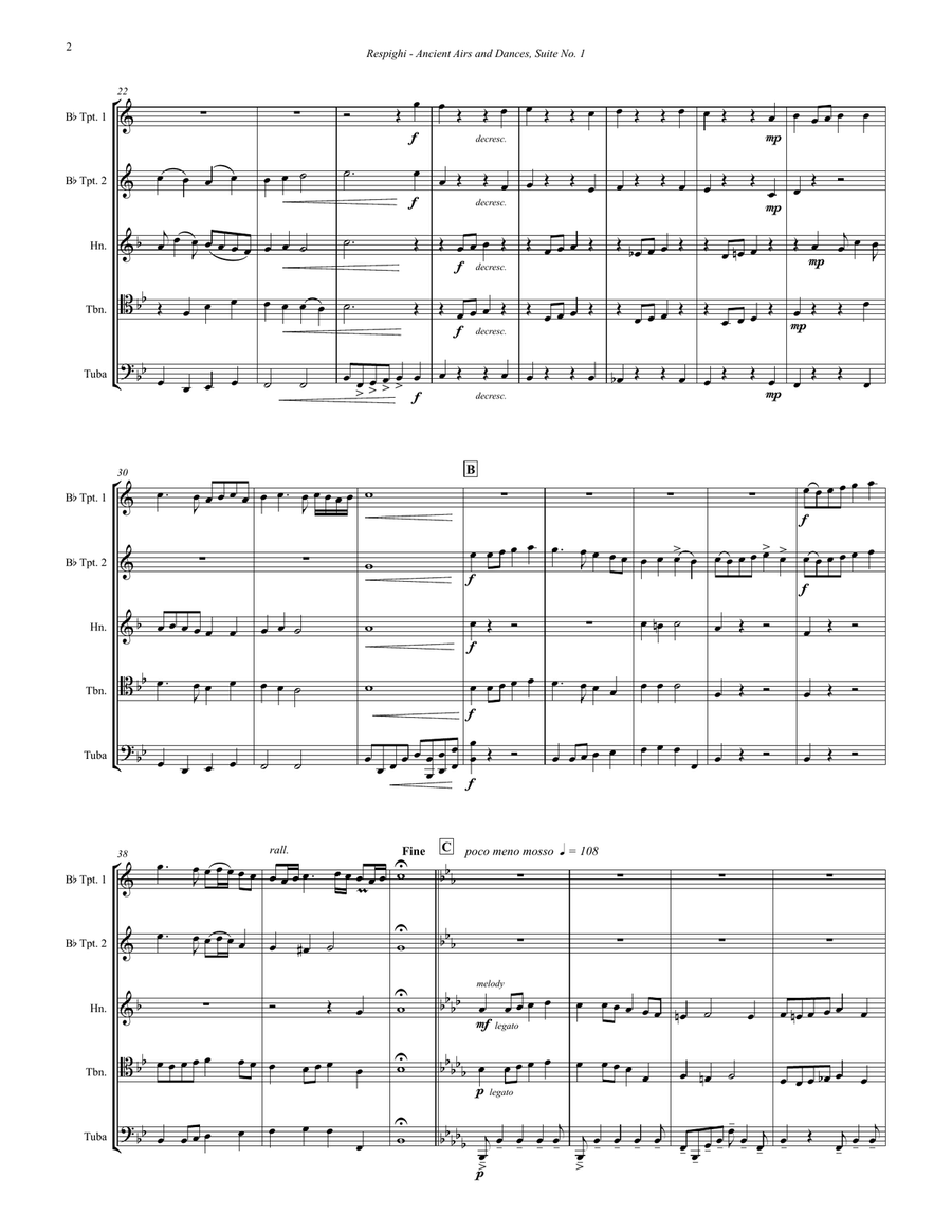 Ancient Airs and Dances Suite No. 1 for Brass Quintet Brass Quintet scores gallery preview page 2