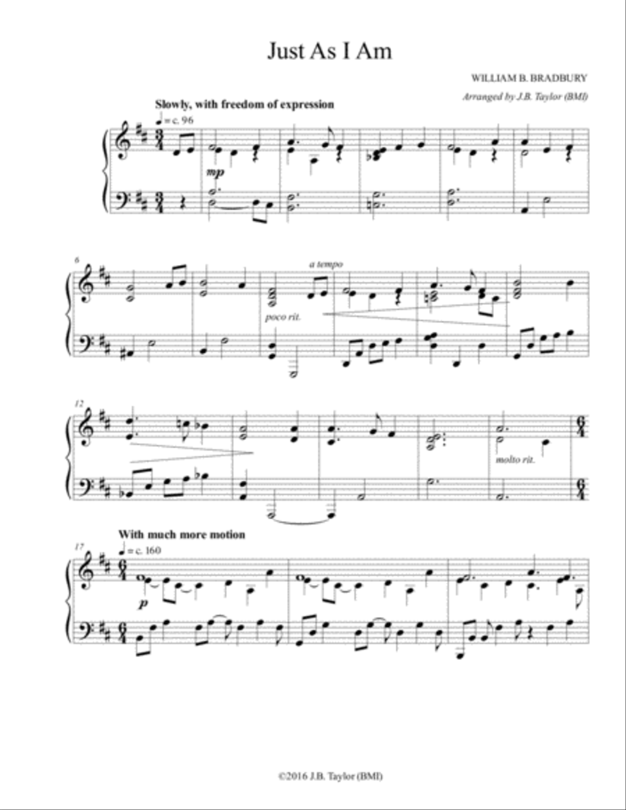 Just As I Am Piano Solo scores gallery preview page 1