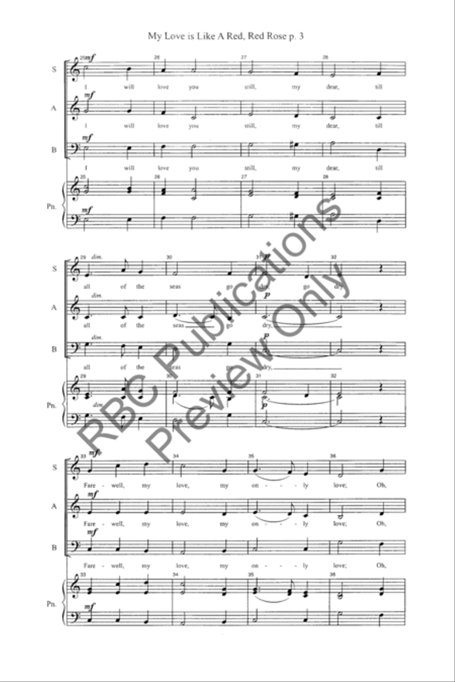 My Love Is Like A Red, Red Rose (SAB) 3-Part scores gallery preview page 5