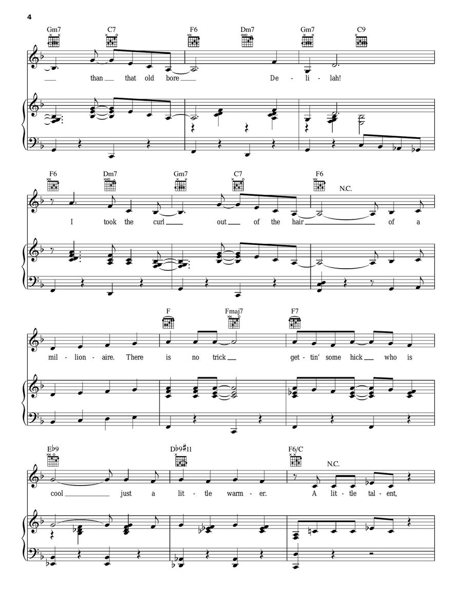 A Little Brains, A Little Talent (from Damn Yankees) Piano, Vocal, Guitar scores gallery preview page 4