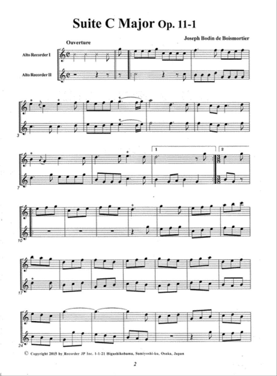 Suite for two Alto Recorders in C Major, Op. 11-1 Alto Recorder scores gallery preview page 2