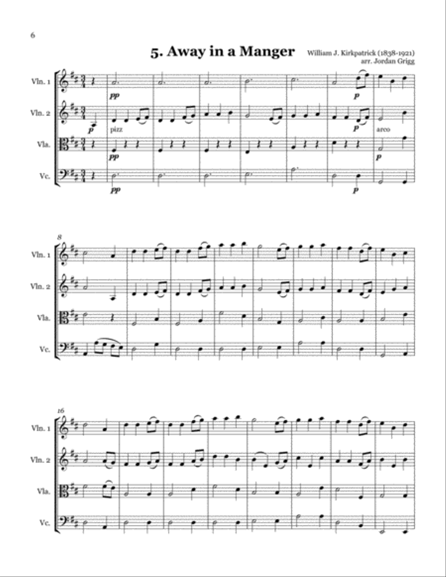 14 Christmas Carols (arranged for String Quartet) String Quartet scores gallery preview page 6