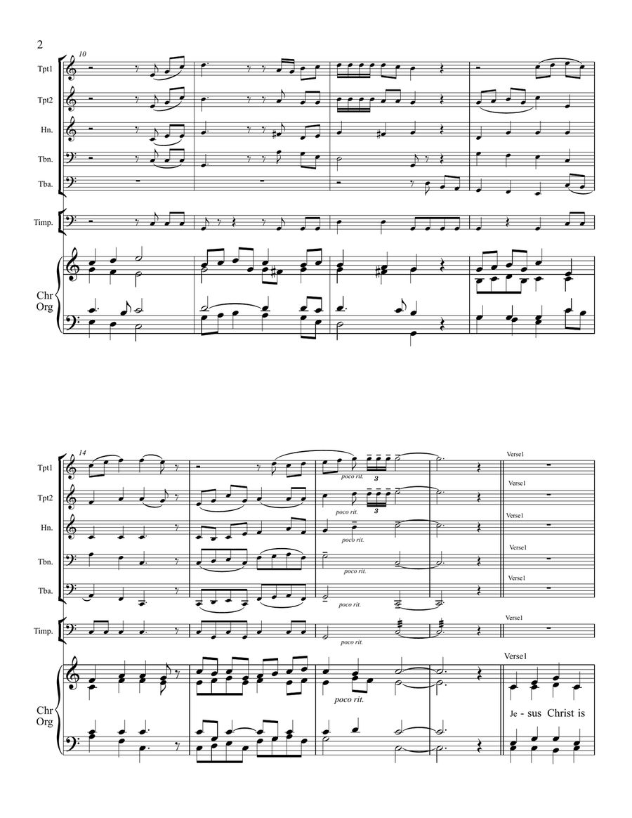 Jesus Christ Is Risen Today - Brass Quintet, Congregation, and Organ Choir scores gallery preview page 3