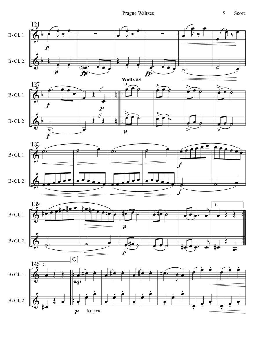 Antonin Dvorak - Prague Waltzes set for Clarinet Duet Clarinet Duet scores gallery preview page 6
