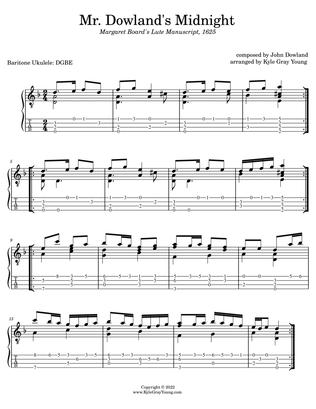Book cover for Mr. Dowland's Midnight (baritone ukulele)