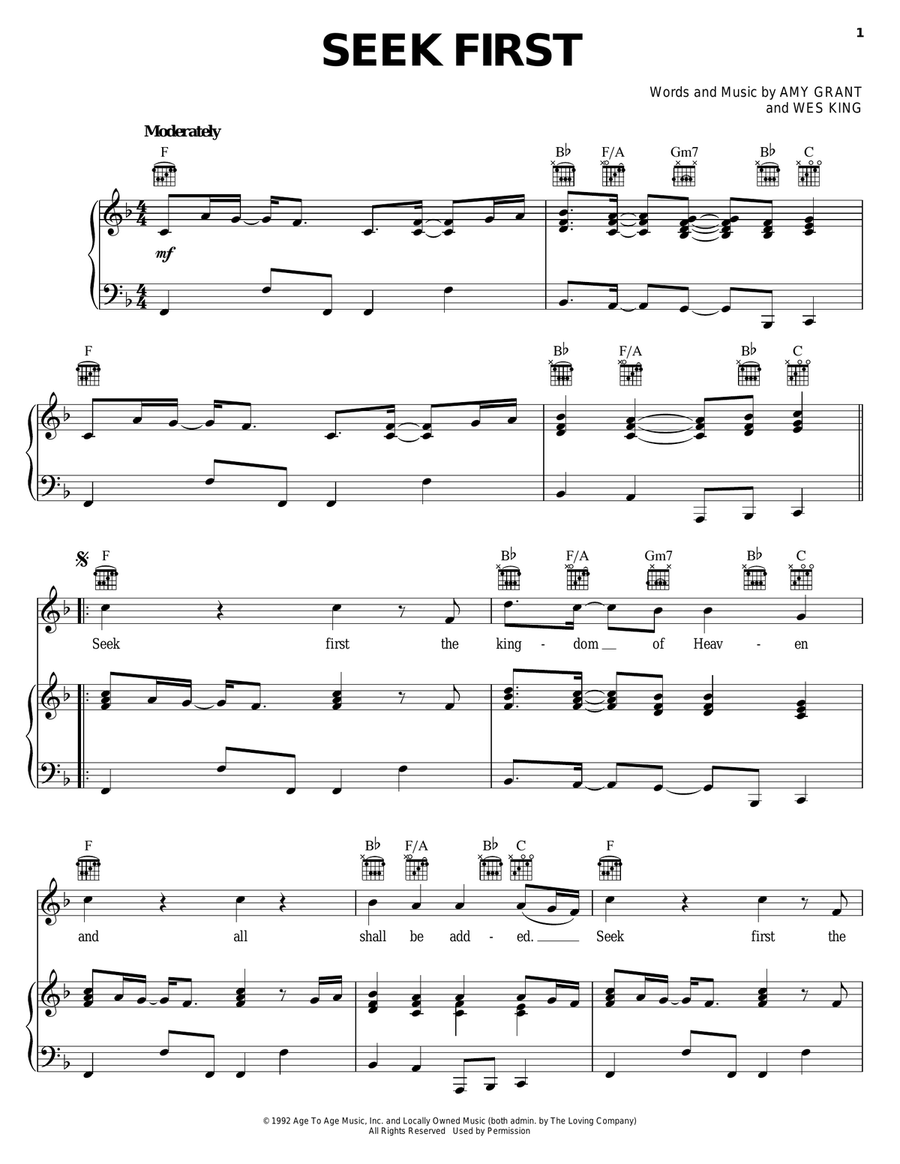 Seek First Seek First Piano, Vocal, Guitar scores gallery preview page 1