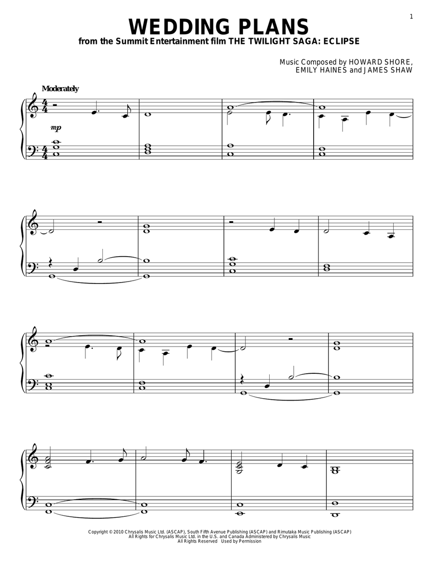 Wedding Plans Piano Solo scores gallery preview page 1