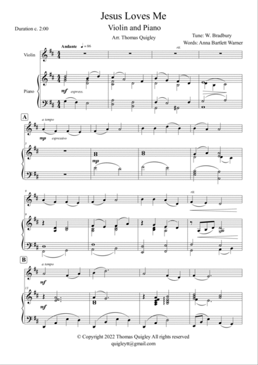 Jesus Loves Me Violin Solo scores gallery preview page 2