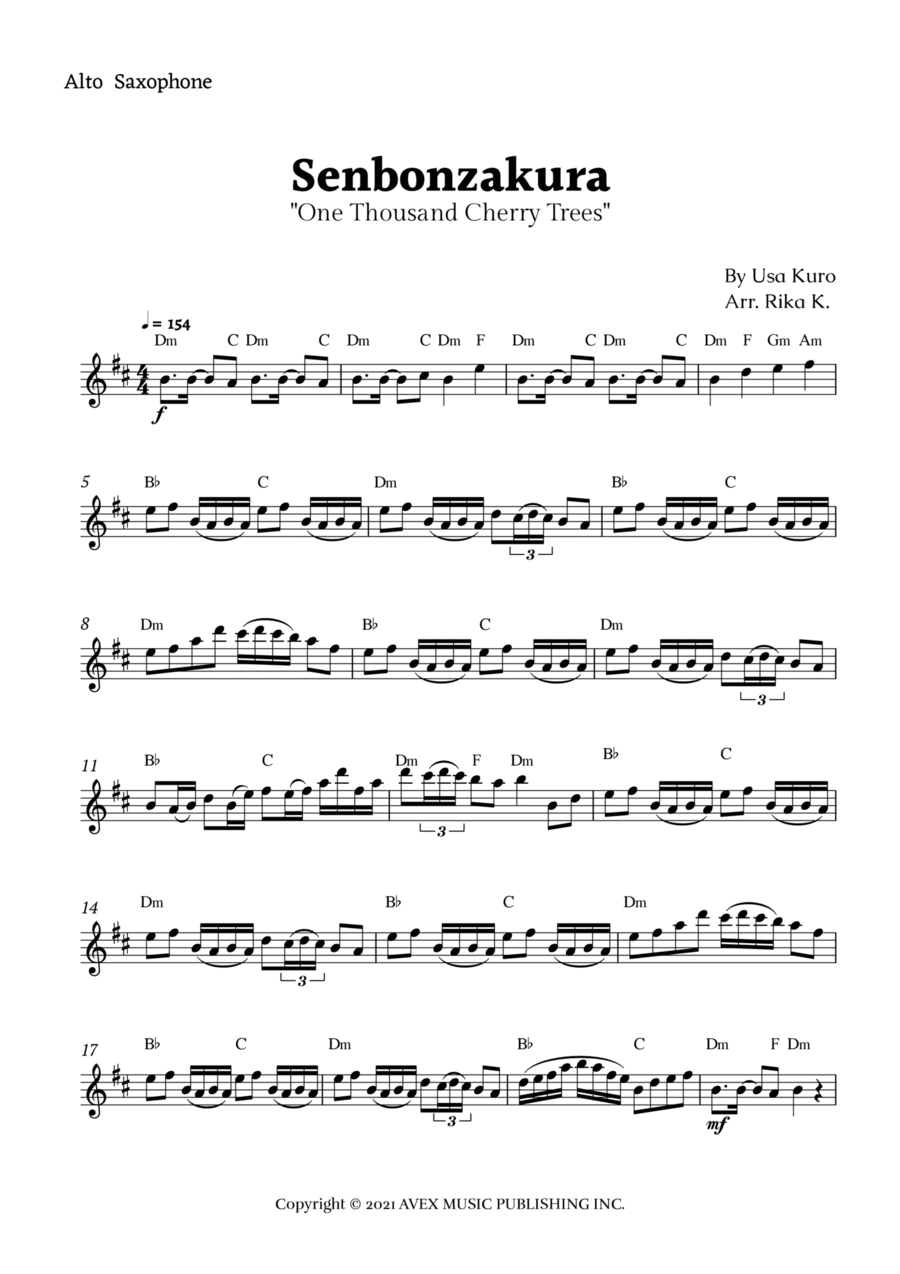Senbonzakura Alto Saxophone scores gallery preview page 1