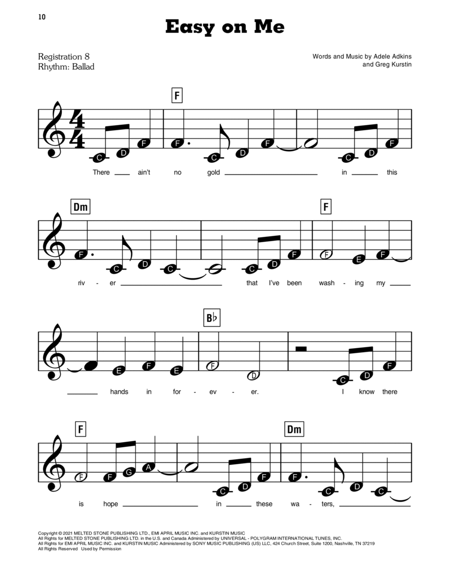 Easy On Me Easy Piano scores gallery preview page 1