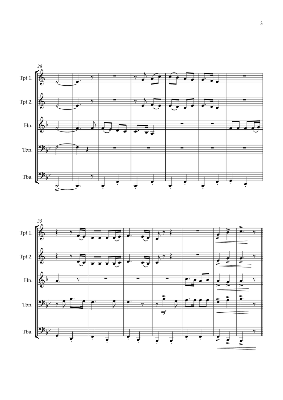 Joy To The World brass quintet intermediate Brass Quintet scores gallery preview page 3