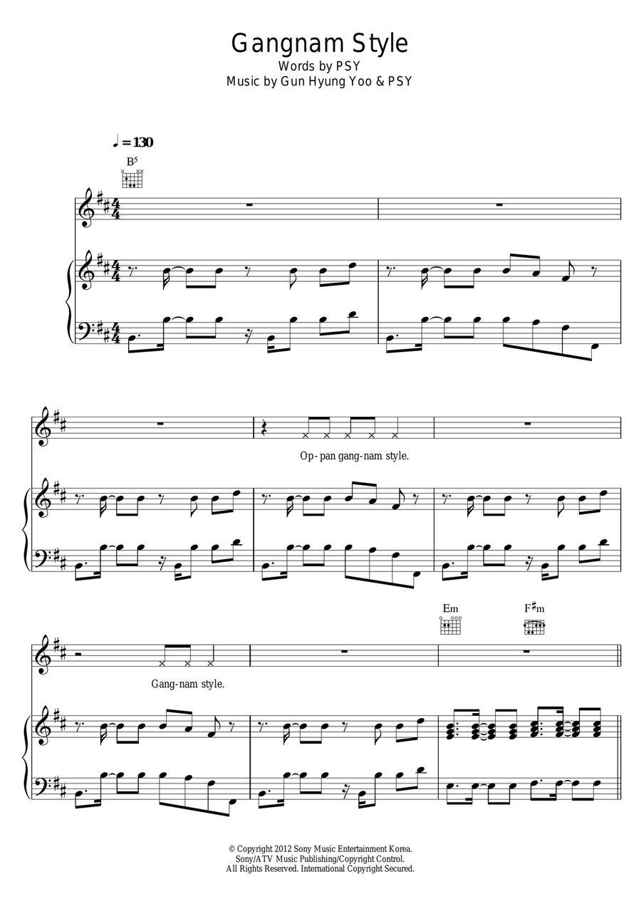 Gangnam Style Acoustic Guitar scores gallery preview page 1