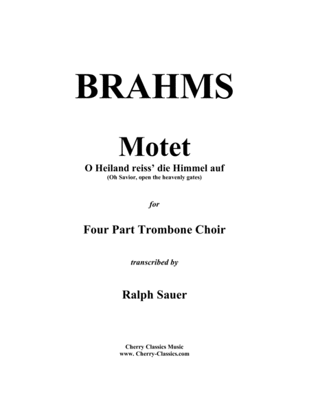 Motet, O Heiland reisbach for 4-Part Trombone Ensemble