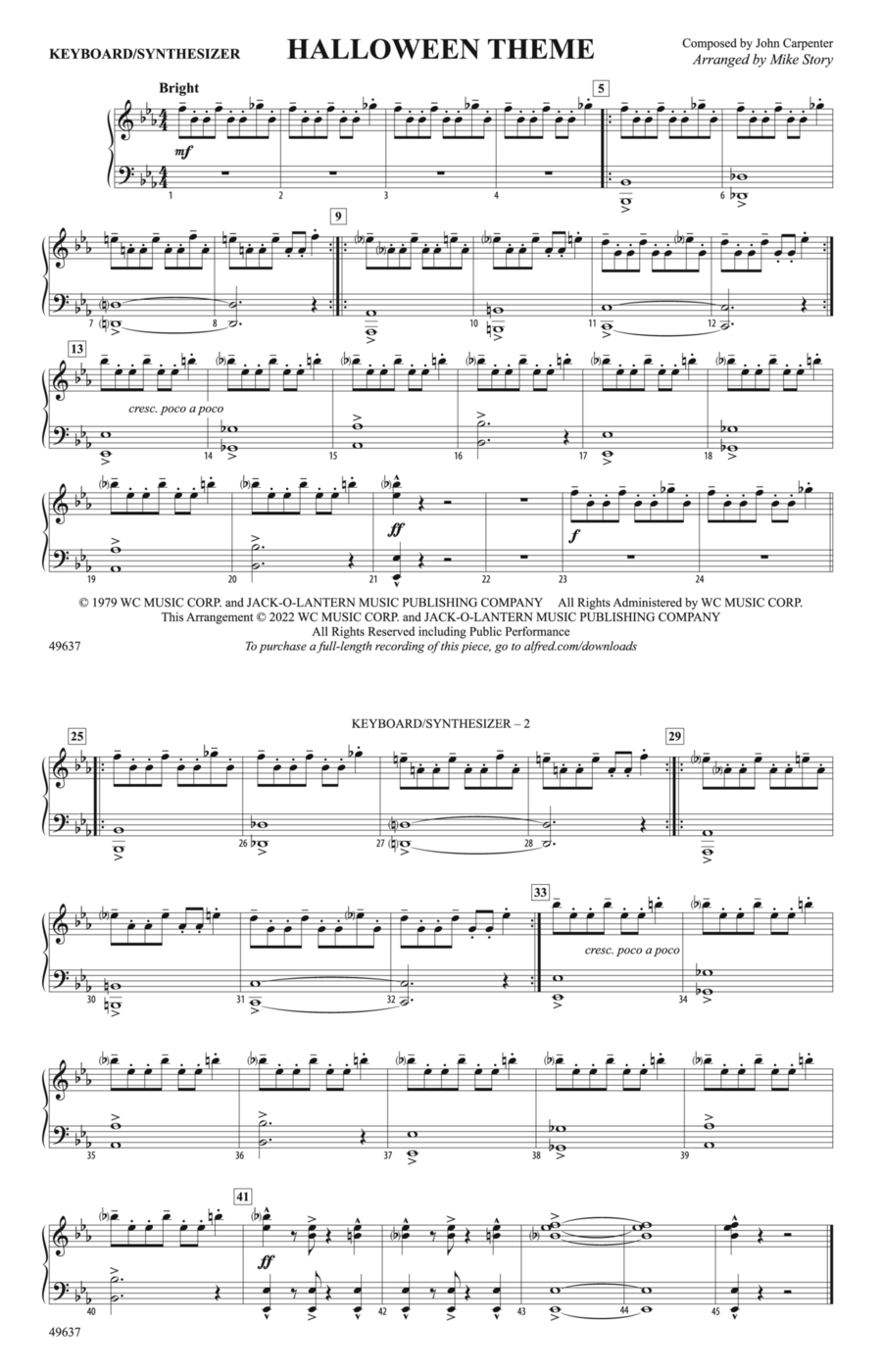 Halloween Theme: Piano Accompaniment Piano Accompaniment scores gallery preview page 1