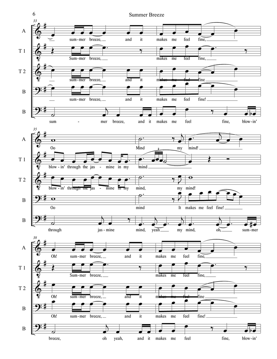 Summer Breeze A Cappella scores gallery preview page 6