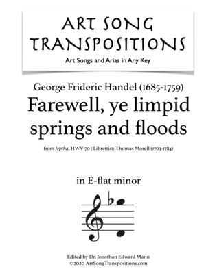 Book cover for HANDEL: Farewell, ye limpid springs and floods (transposed to E-flat minor)