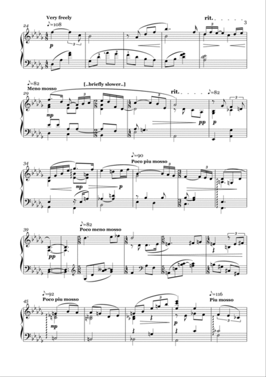 Exploration on Mvt II of Grieg Piano Concerto (solo piano) Piano Solo scores gallery preview page 3