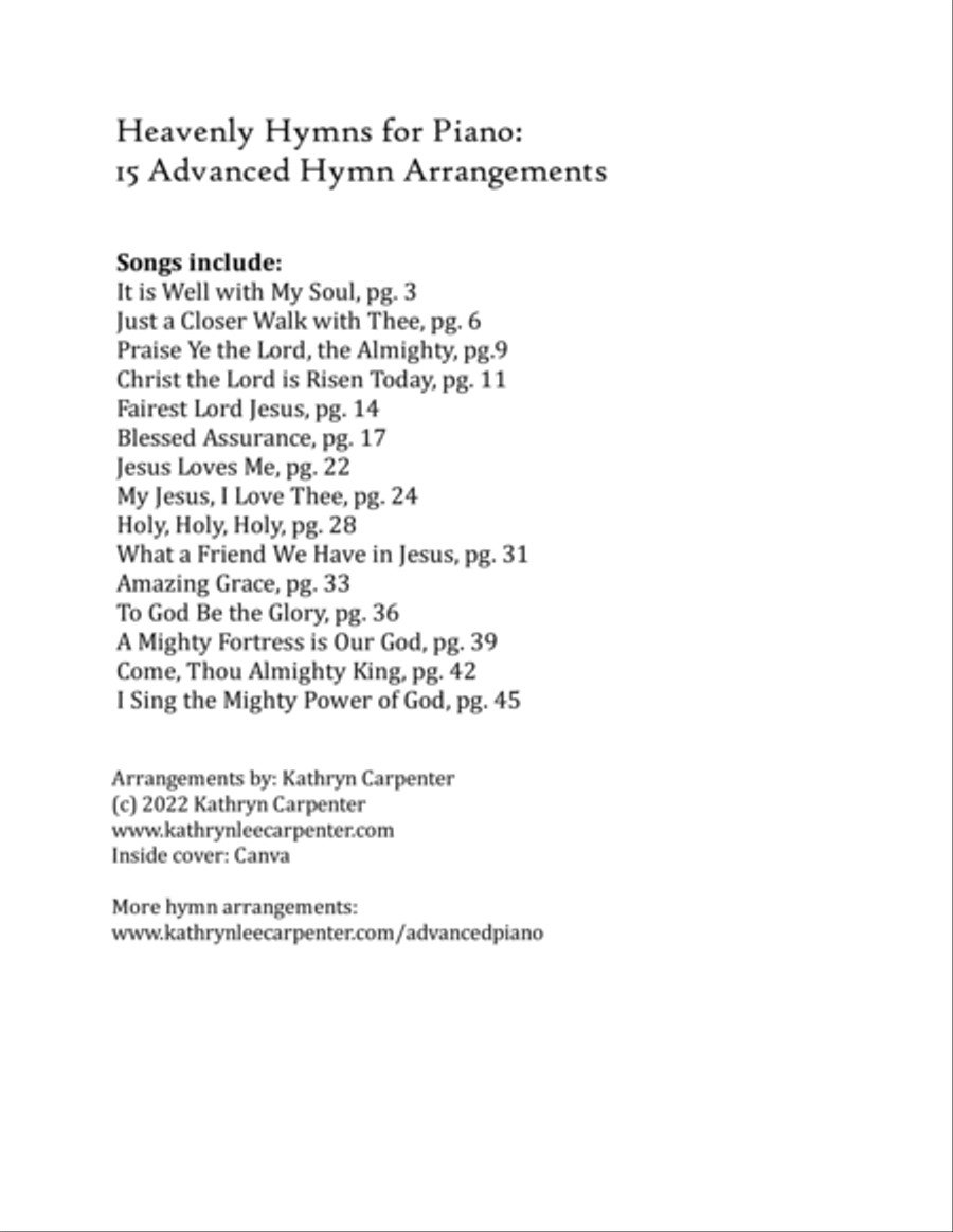 Heavenly Hymns for Piano: 15 Hymn Arrangements image number null