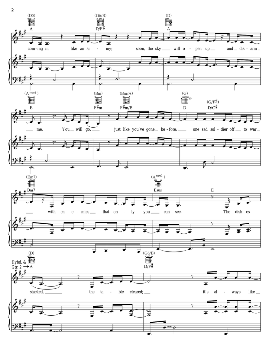 Come On Home Piano, Vocal, Guitar scores gallery preview page 2