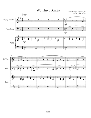 Book cover for We Three Kings (trumpet and trombone duet) with optional piano accompaniment