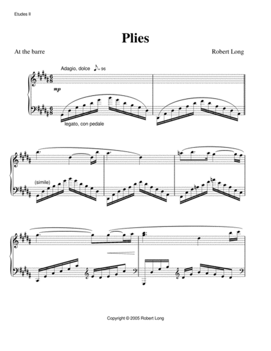 Sheet Music for Ballet Class: Plies, from Etudes II album by Robert Long image number null
