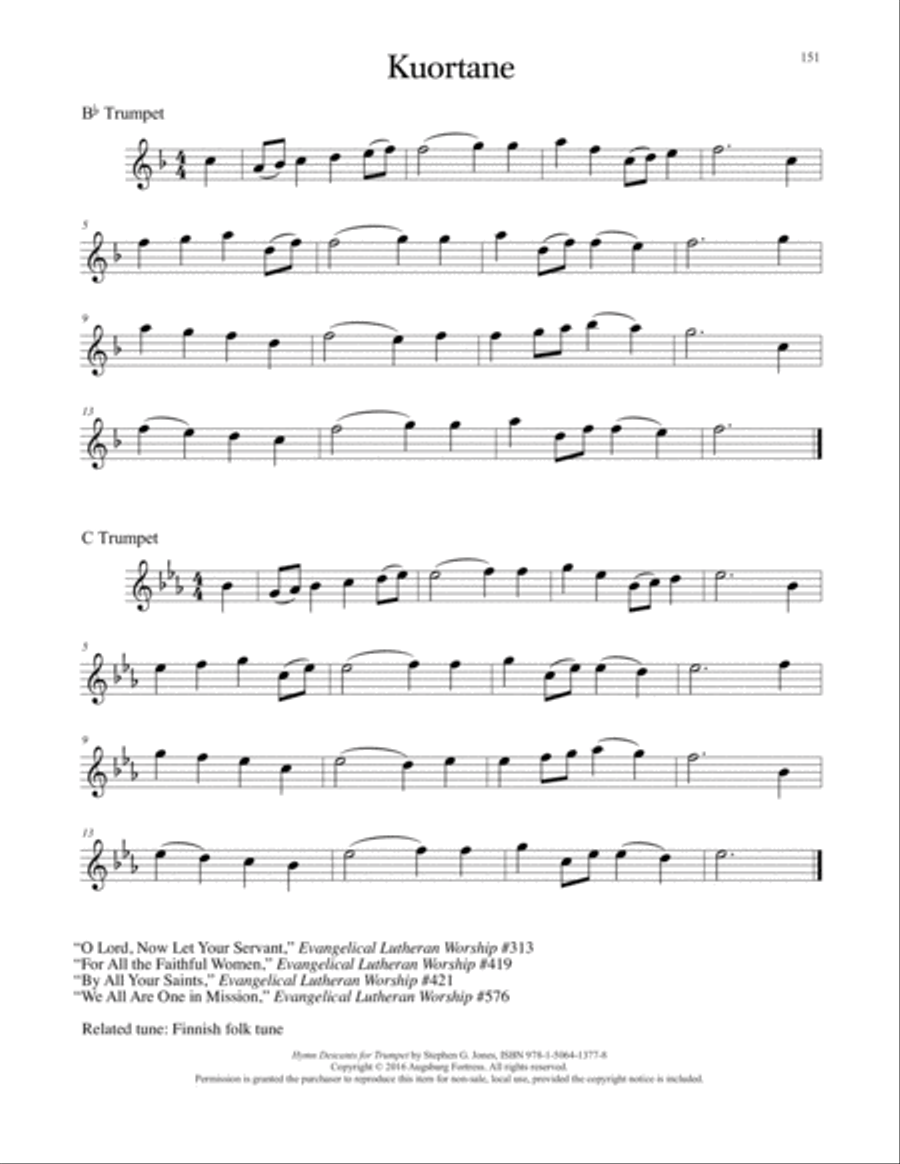 Hymn Descants for Trumpet C Trumpet scores gallery preview page 152