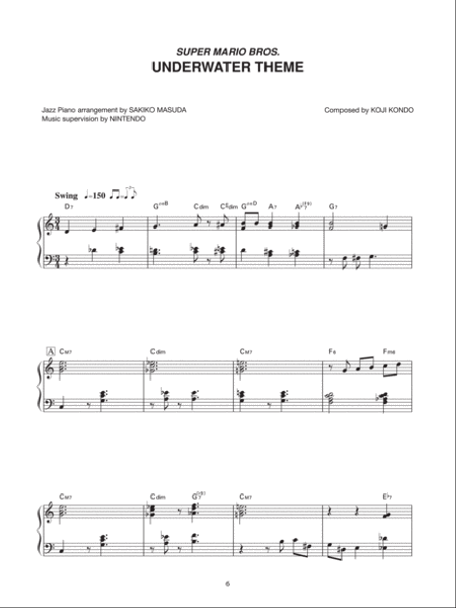 Super Mario Bros. Underwater Theme Piano Solo scores gallery preview page 1
