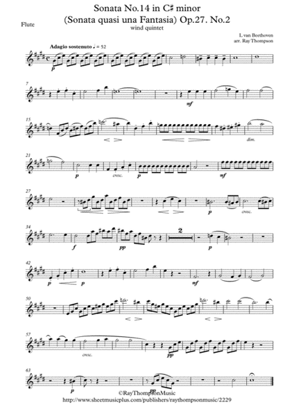Beethoven: Piano Sonata No.14 in C# minor (quasi una Fantasia) (Moonlight) Op.27 No.2 - wind quintet image number null