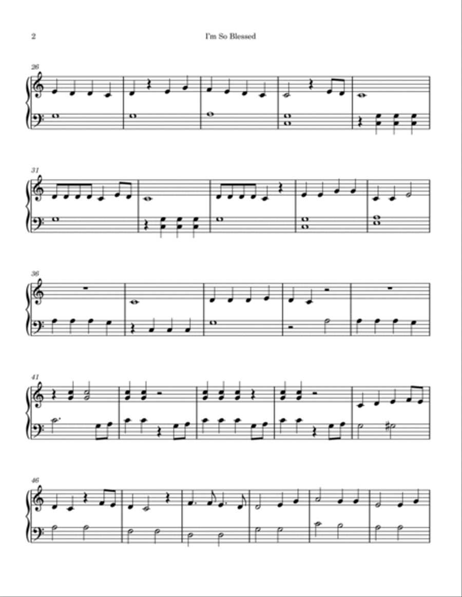 I'm So Blessed Easy Piano scores gallery preview page 2